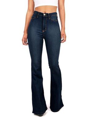Vibrant High Waist Fitted Bell Bottom Denim Jeans for Women & Juniors